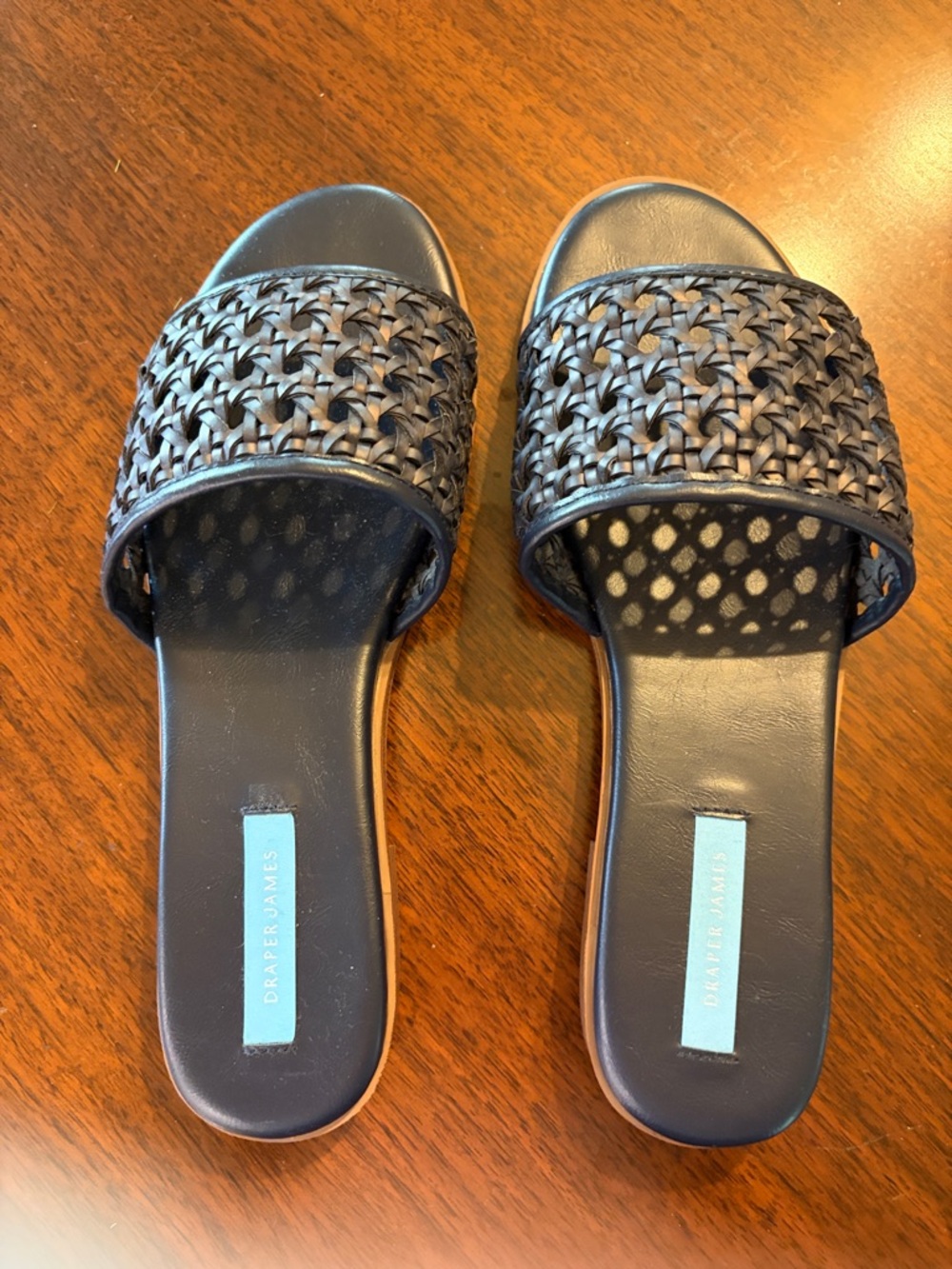 Draper James Black Woven Slide Mules